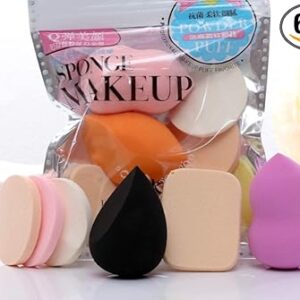 SUAKE 6-in-1 Professional Beauty Blender Sponge for Face Makeup with Cotton Pad Foundation Beauty Blender, Powder Buff, and Cosmetic Puff Perfect for Women's & Girls Cosmetic Makeup | Beauty Blender Sponge set is for all Skin Types - Soft, Latex-Free, Reusable & washable (Multi-color)